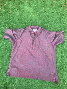 Vintage Reyn Spooner Design Thai 100% Thai Silk Hand Loomed Popover Shirt XL